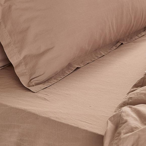 Yard Hebden Washed Cotton Fitted Sheet Cotta
