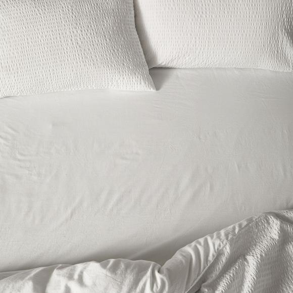 Yard Hebden Washed Cotton Fitted Sheet Chalk