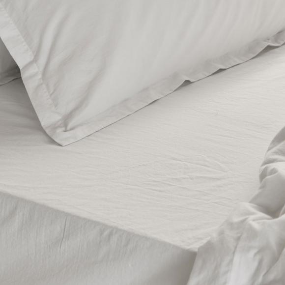 Yard Hebden Washed Cotton Fitted Sheet Chalk