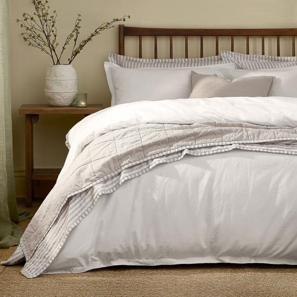Yard Hebden Washed Cotton Fitted Sheet Chalk