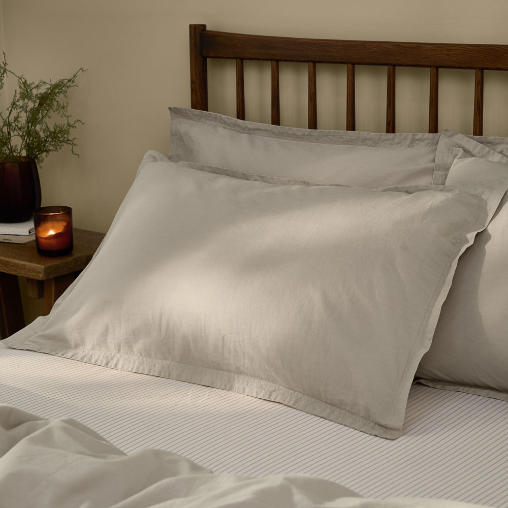 Yard Hebden Washed Cotton Pillowcase Pair Stone