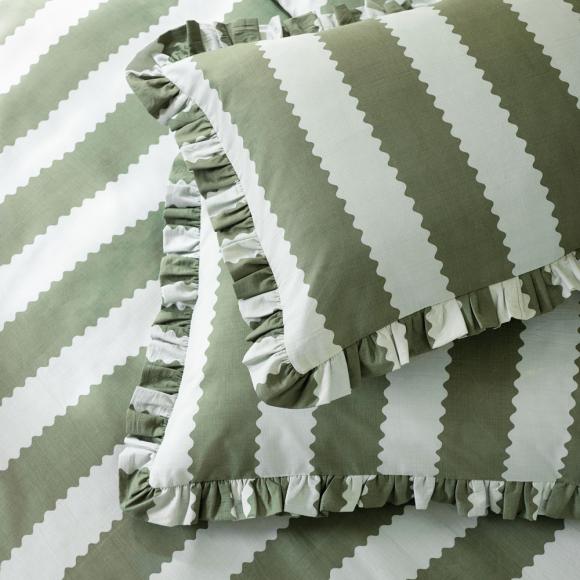 Wylder Birdie Stripe Duvet Cover Set Bay Green / Mist