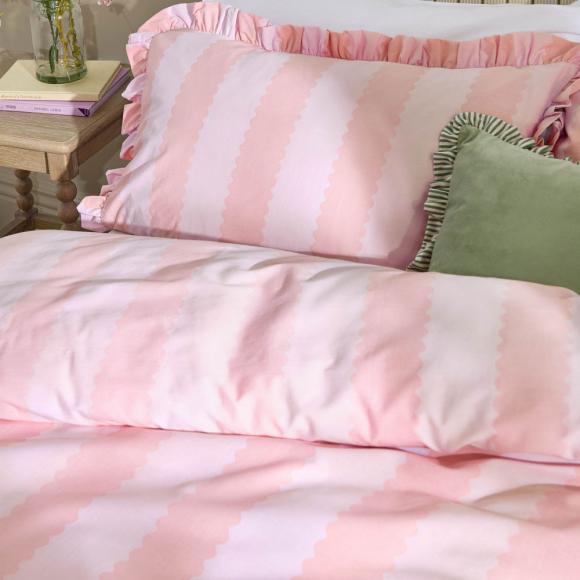 Wylder Birdie Stripe Duvet Cover Set Pink / Raspberry