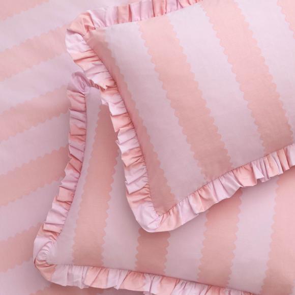 Wylder Birdie Stripe Duvet Cover Set Pink / Raspberry