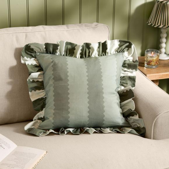 Wylder Birdie Stripe Cushion Bay Green / Mist