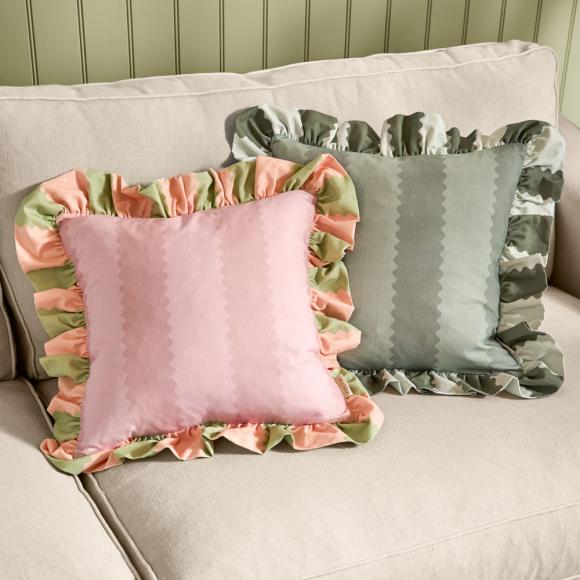 Wylder Birdie Stripe Cushion Pink / Green