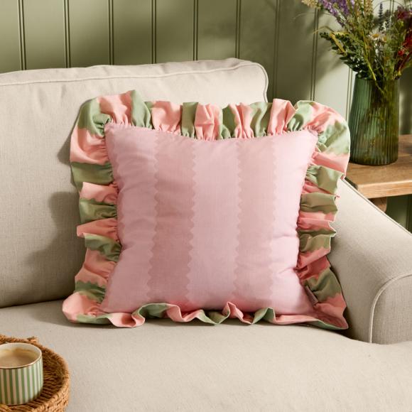 Wylder Birdie Stripe Cushion Pink / Green
