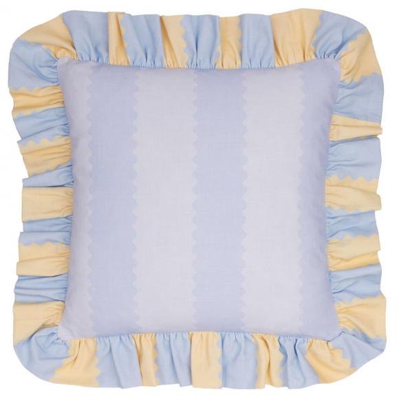 Wylder Birdie Stripe Cushion Lemon / Sky