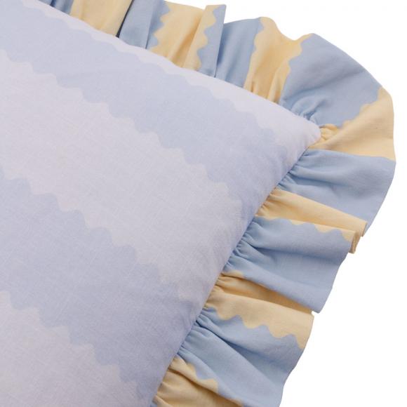 Wylder Birdie Stripe Cushion Lemon / Sky