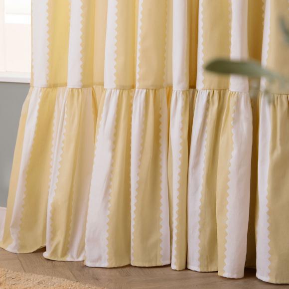 Wylder Birdie Stripe Ruffle Curtains Butter Yellow