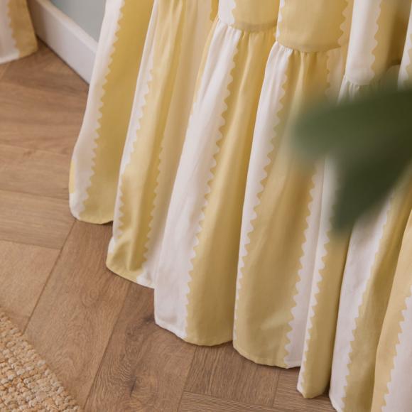 Wylder Birdie Stripe Ruffle Curtains Butter Yellow