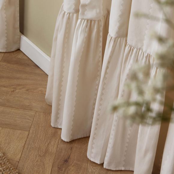 Wylder Birdie Stripe Ruffle Curtains Oat / Milk