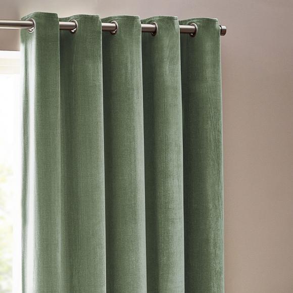 Yard Heavy Chenille Eyelet Curtains Eucalyptus