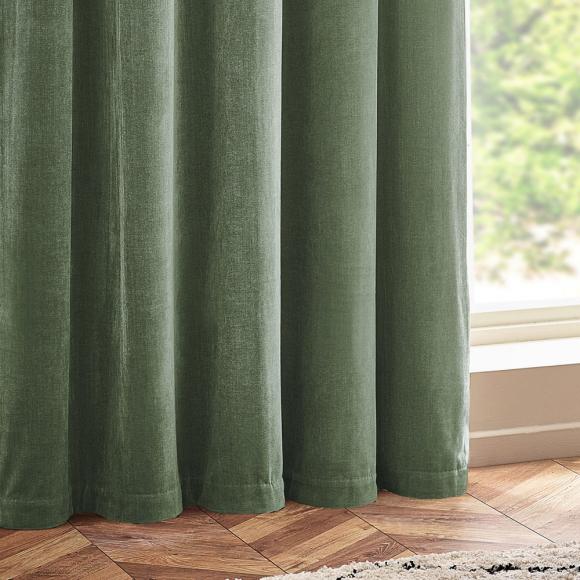 Yard Heavy Chenille Eyelet Curtains Eucalyptus