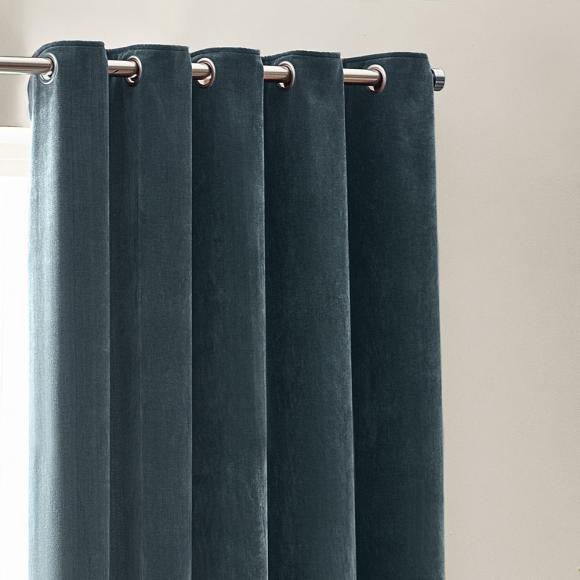 Yard Heavy Chenille Eyelet Curtains Marine