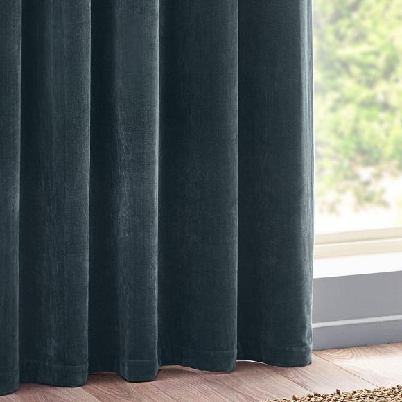 Yard Heavy Chenille Eyelet Curtains Marine