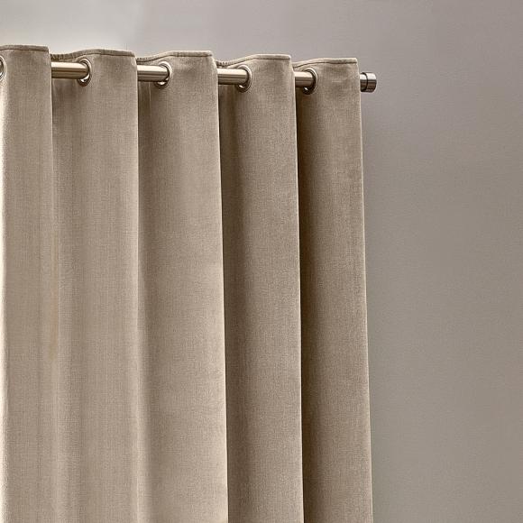 Yard Heavy Chenille Eyelet Curtains Natural