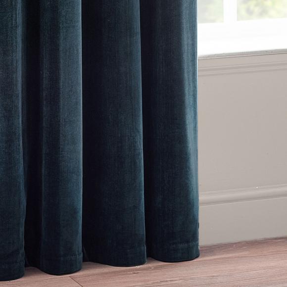 Yard Heavy Chenille Eyelet Curtains Navy