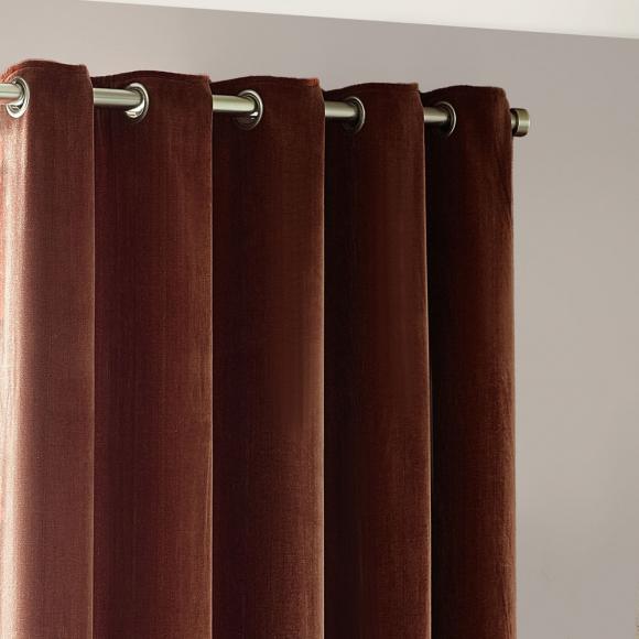 Yard Heavy Chenille Eyelet Curtains Nutmeg