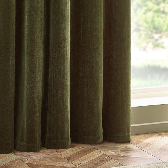 Yard Heavy Chenille Eyelet Curtains Olive