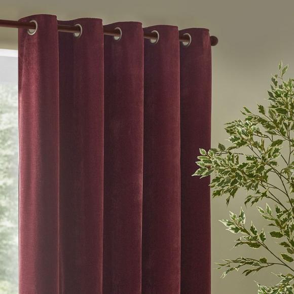 Yard Heavy Chenille Eyelet Curtains Beetroot