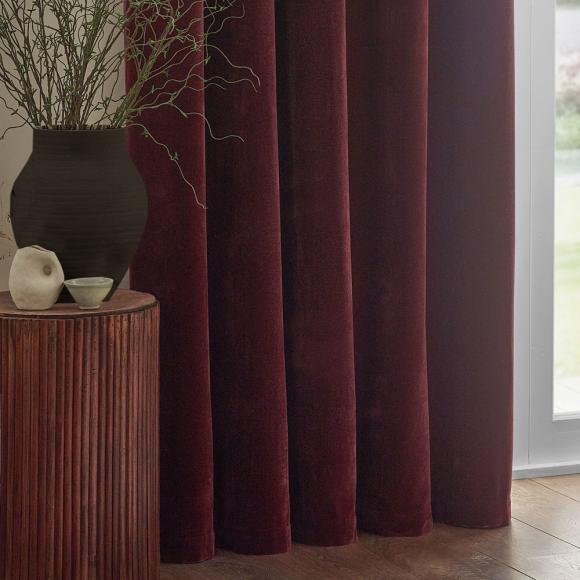 Yard Heavy Chenille Eyelet Curtains Beetroot