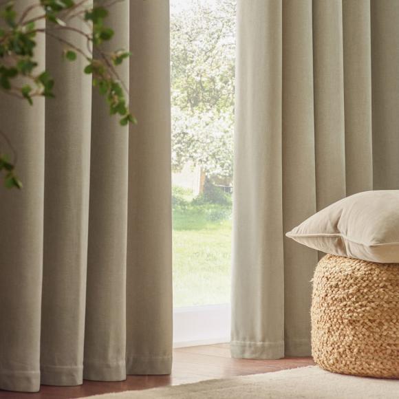 Yard Heavy Chenille Eyelet Curtains Linen