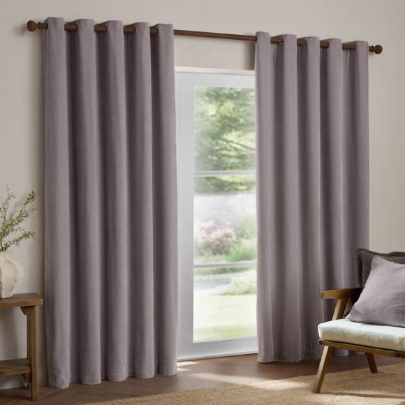 Yard Heavy Chenille Eyelet Curtains Mauve