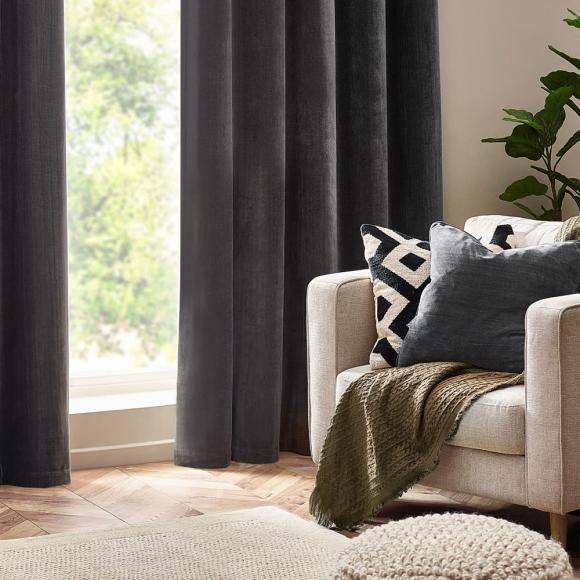 Yard Heavy Chenille Feather Filled Cushion Charcoal