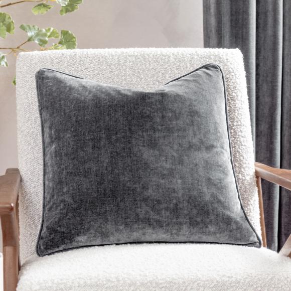 Yard Heavy Chenille Feather Filled Cushion Charcoal