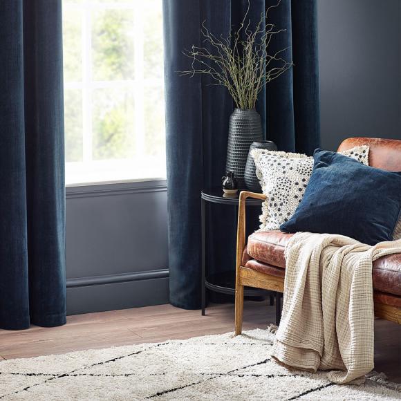 Yard Heavy Chenille Feather Filled Cushion Navy