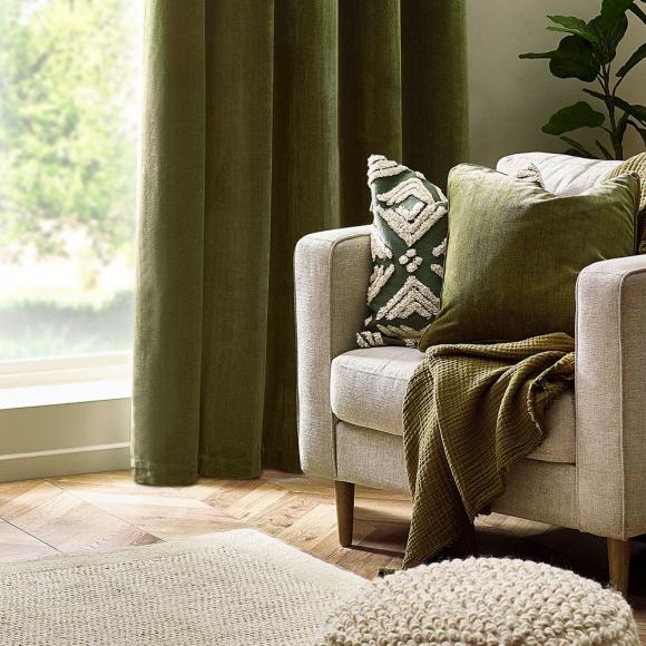 Yard Heavy Chenille Feather Filled Cushion Olive