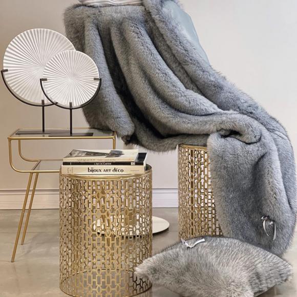 Blumarine Volpe Argentata Faux-Fur Throw