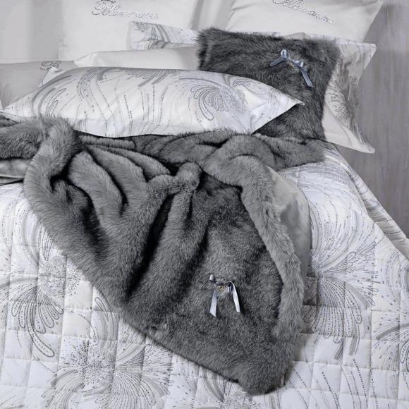 Blumarine Volpe Argentata Faux-Fur Throw