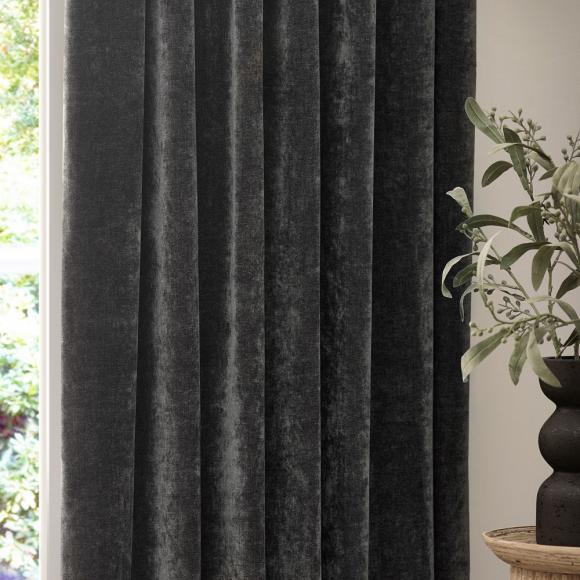 Yard Heavy Chenille Pencil Pleated Curtains Charcoal