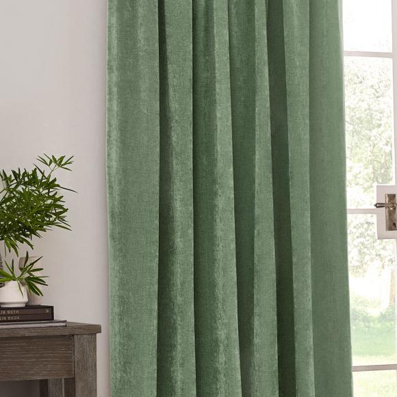 Yard Heavy Chenille Pencil Pleated Curtains Eucalyptus
