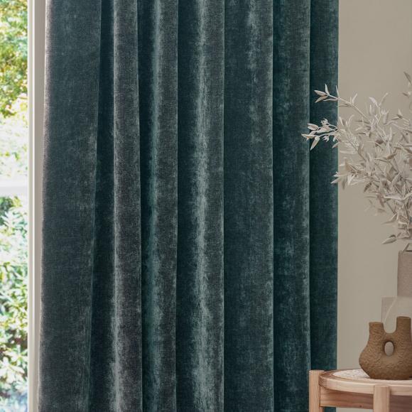 Yard Heavy Chenille Pencil Pleated Curtains Marine