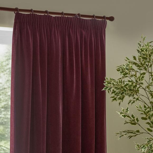 Yard Heavy Chenille Pencil Pleated Curtains Beetroot