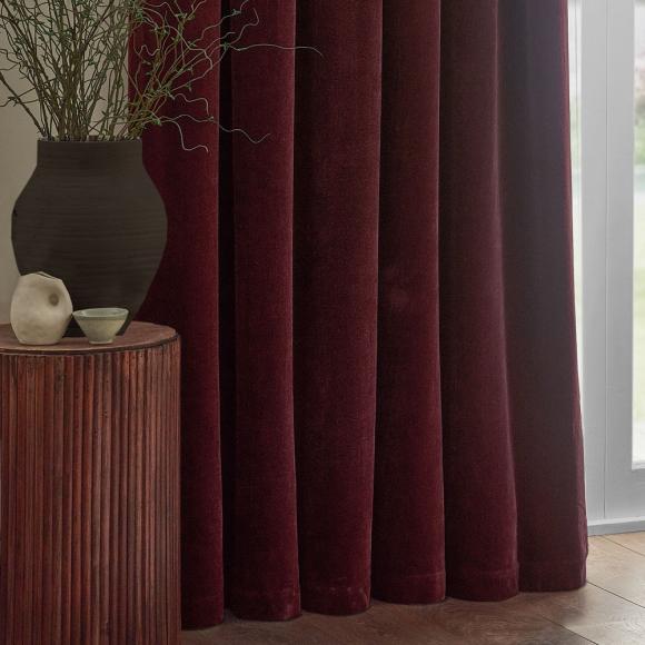 Yard Heavy Chenille Pencil Pleated Curtains Beetroot