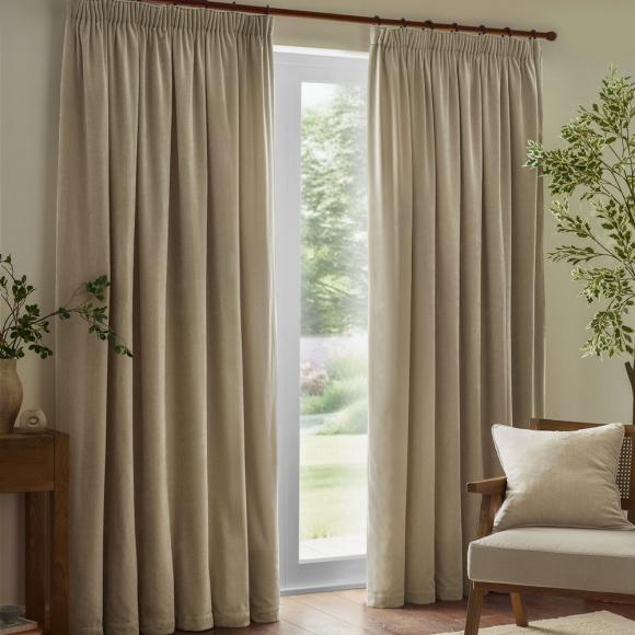 Yard Heavy Chenille Pencil Pleated Curtains Linen