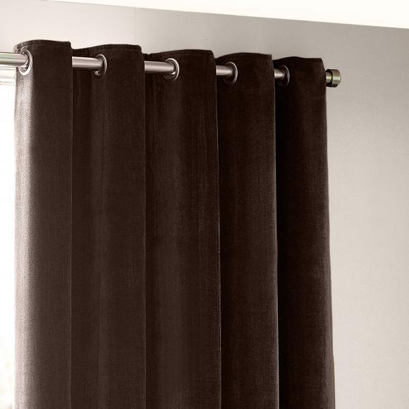 Yard Blackout Lined Heavy Chenille Eyelet Curtains Brown