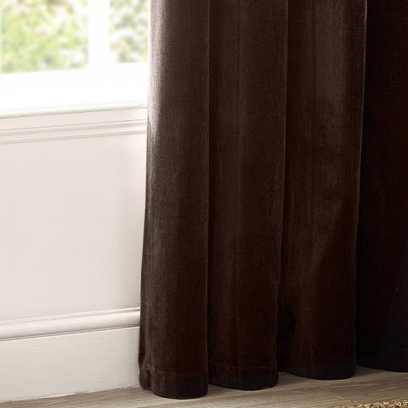 Yard Blackout Lined Heavy Chenille Eyelet Curtains Brown