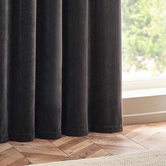 Yard Blackout Lined Heavy Chenille Eyelet Curtains Charcoal
