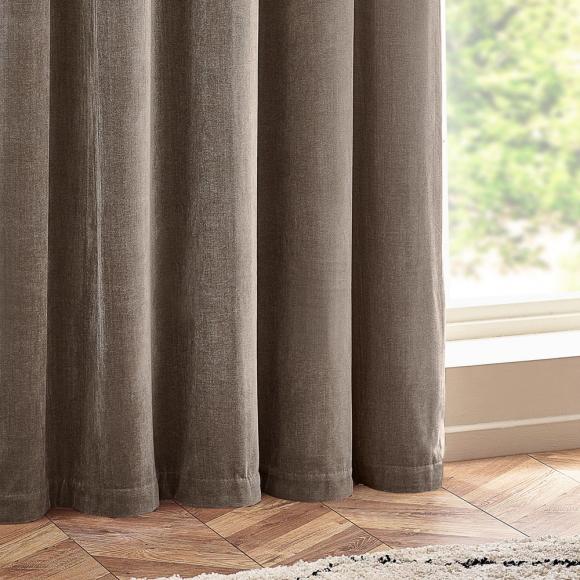 Yard Blackout Lined Heavy Chenille Eyelet Curtains Greige
