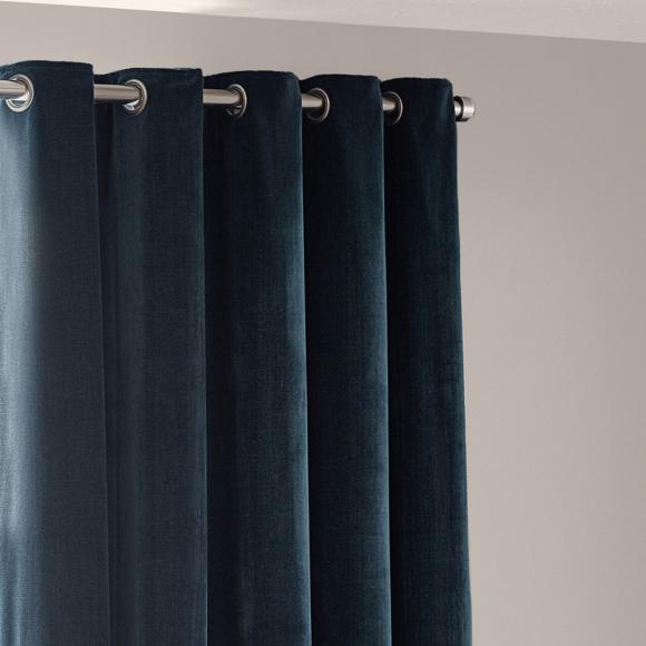 Yard Blackout Lined Heavy Chenille Eyelet Curtains Navy