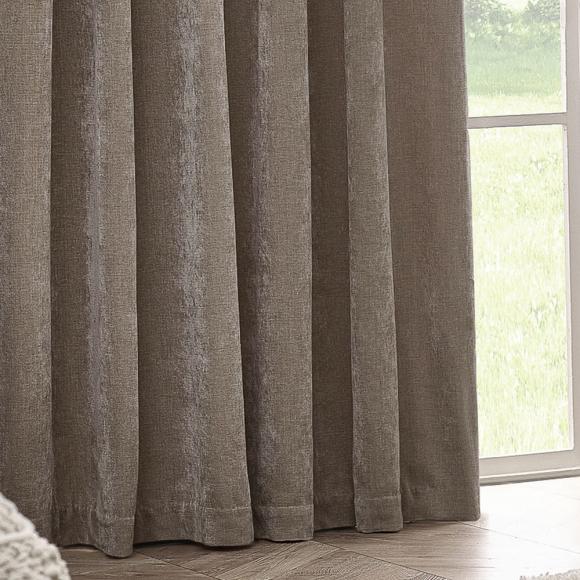 Yard Heavy Chenille Blackout Pencil Pleated Curtains Greige