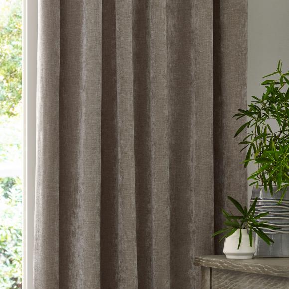 Yard Heavy Chenille Blackout Pencil Pleated Curtains Greige