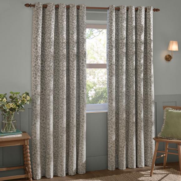 Wylder Grace Leaf Eyelet Curtains Mist Grey