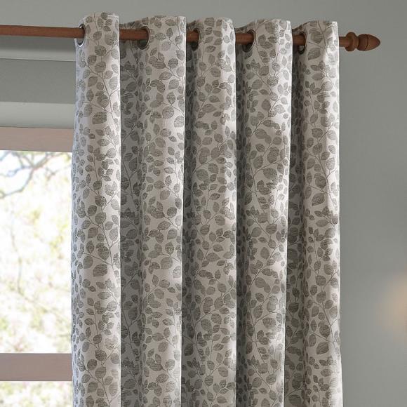 Wylder Grace Leaf Eyelet Curtains Mist Grey