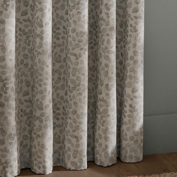 Wylder Grace Leaf Eyelet Curtains Mist Grey
